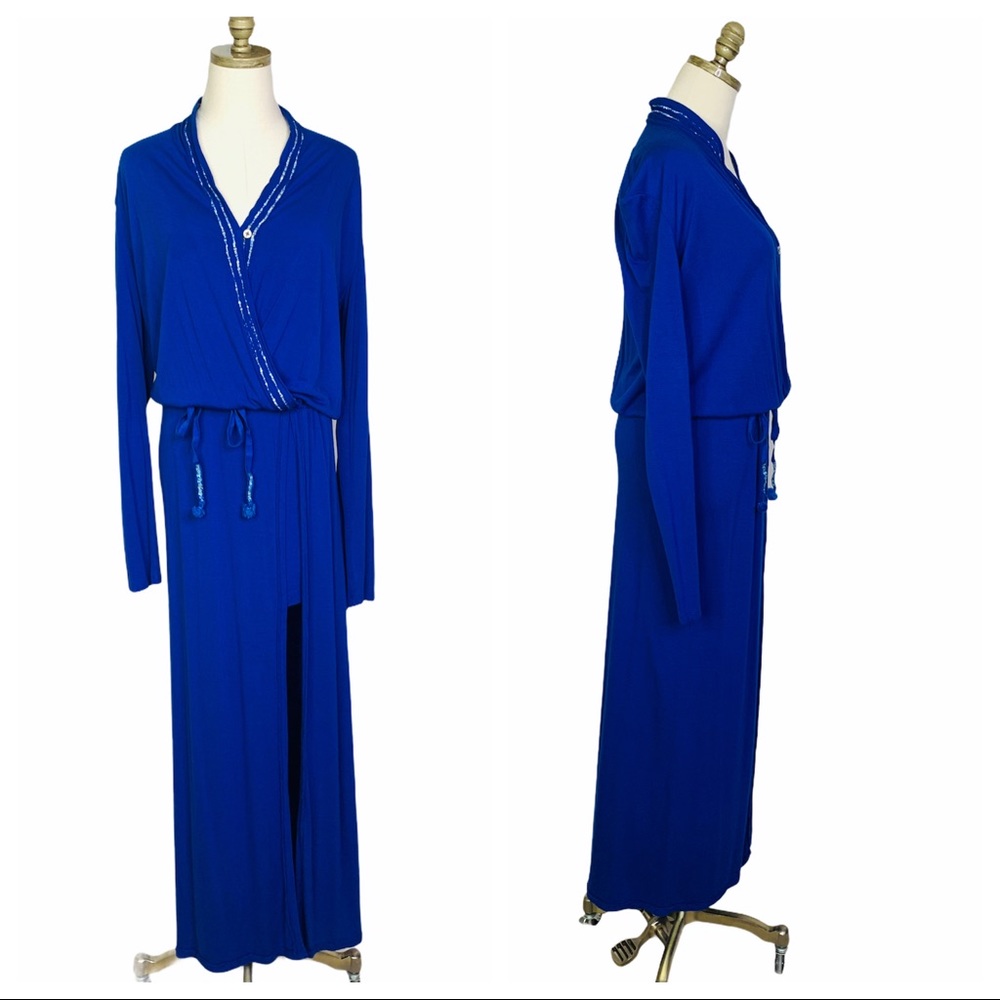 Laura Siegel Blue Maxi Long Sleeve Dress SMALL